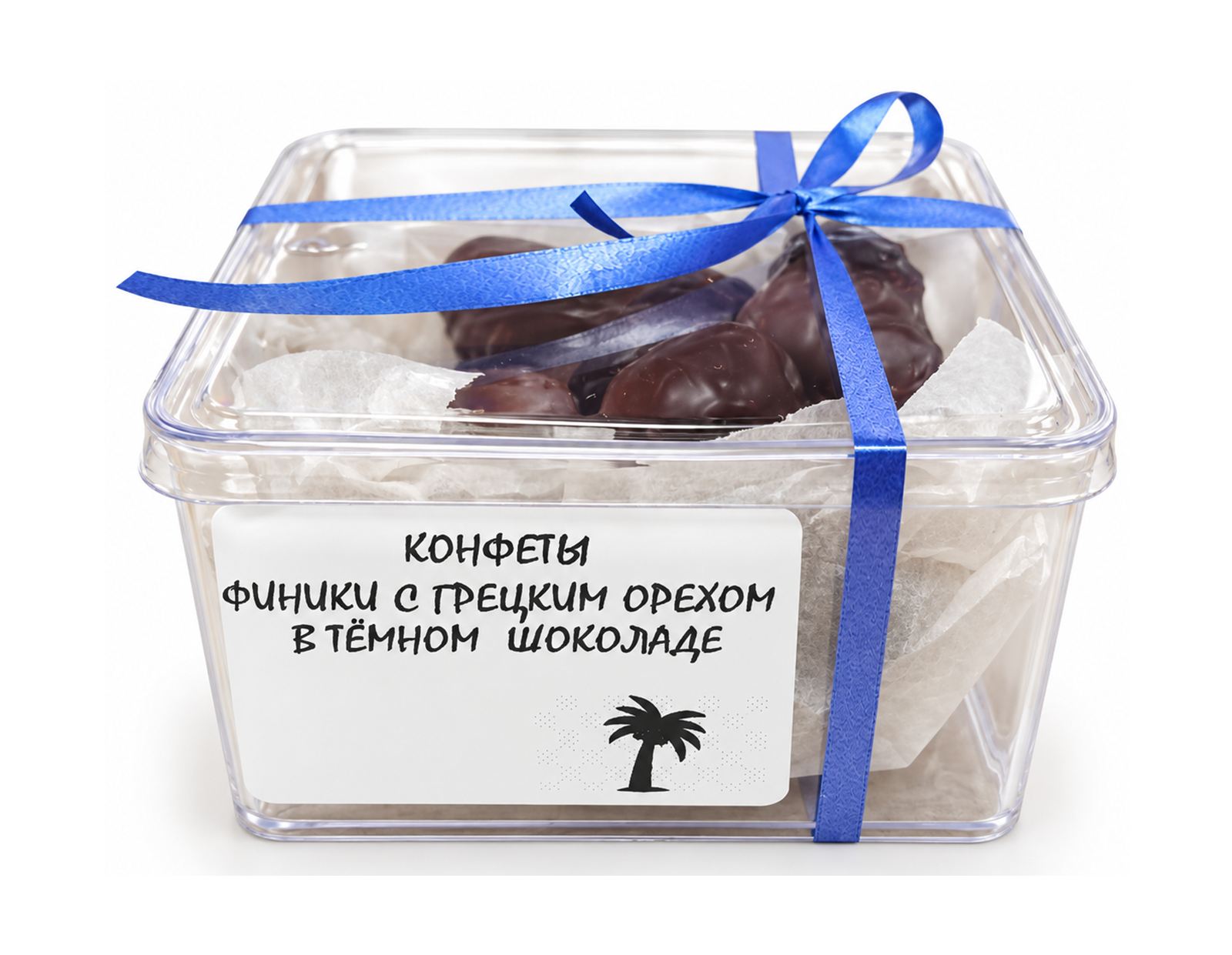 Финики с грецким орехом в тёмном шоколаде