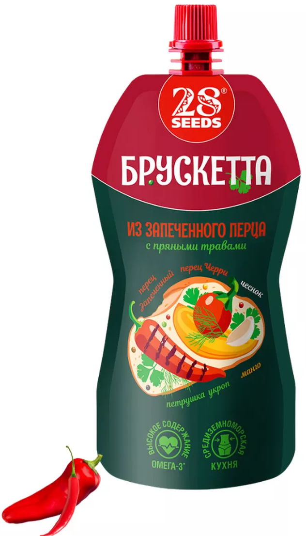 Брускетта из Запеченного перца с пряными травами | 28SEEDS