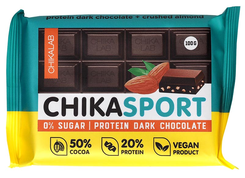 Протеиновый темный Vegan шоколад с миндалем | Chikalab