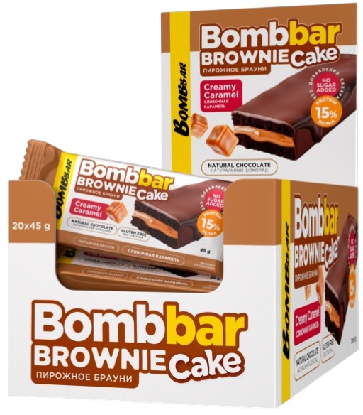 Протеиновый брауни с начинкой «Сливочная карамель» | Bombbar
