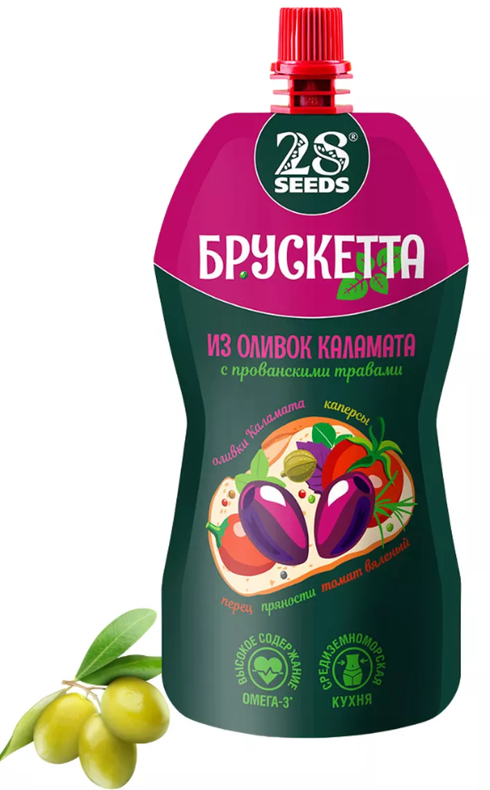 Брускетта из оливок Каламата с прованскими травами | 28SEEDS