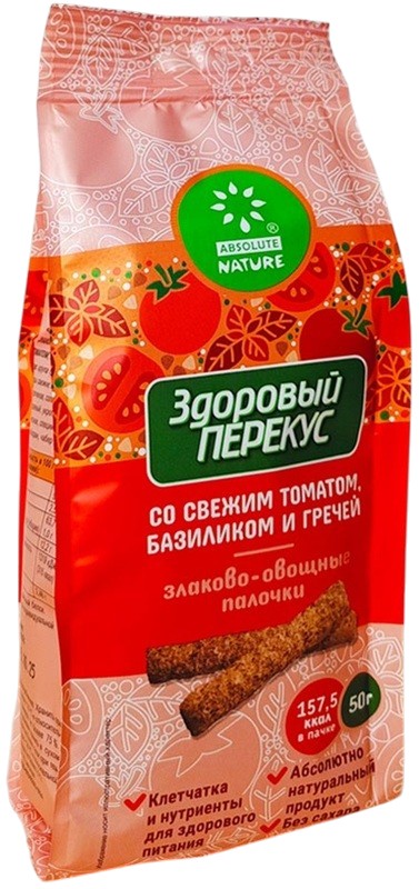 Злаково-овощные палочки со свежим томатом, базиликом и гречей | Absolute Nature