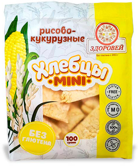 Хлебцы мини рисово-кукурузные без глютена | Здоровей